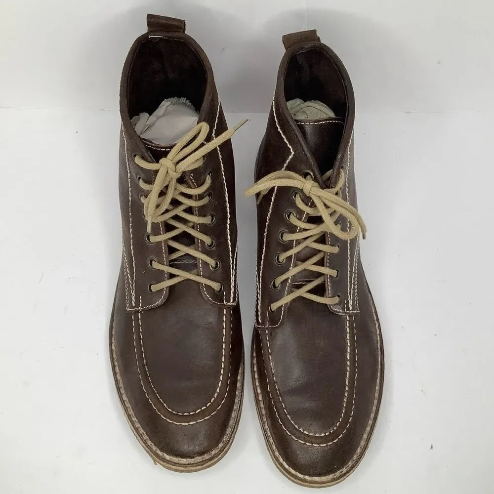 Mark Nason High Hill Brown Leather Lace Up Men's Ankle BootsSz 11.5 Academia